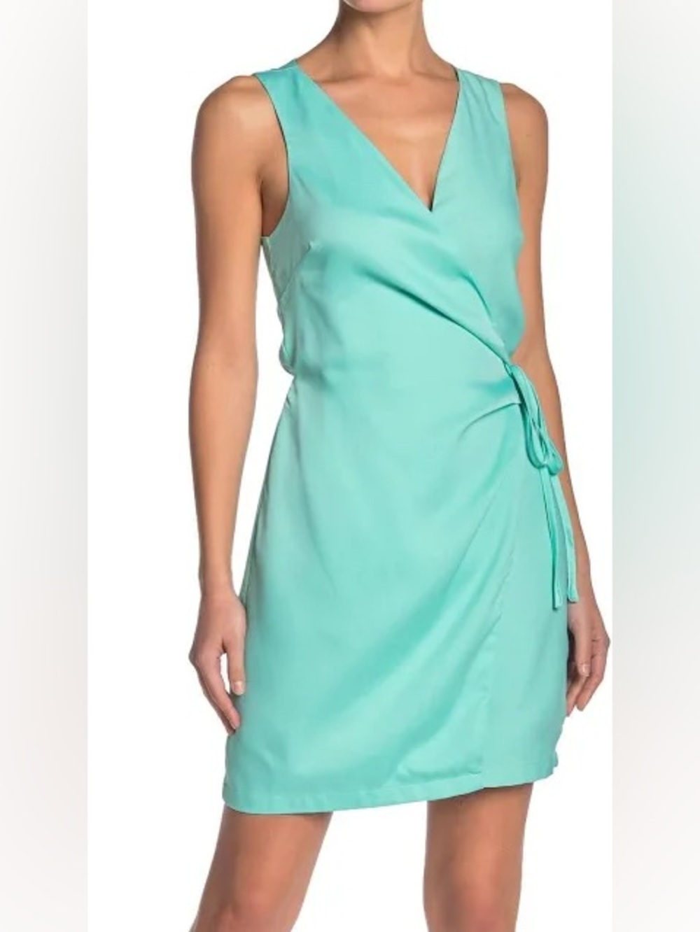 Brand New-Women’s OneOneSix Surplice Mint Satin Side Tie Dress